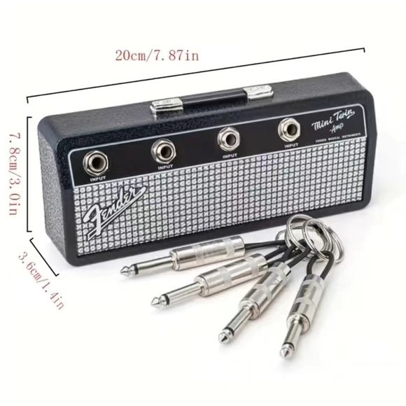 Pluginz Fender Jack Rack Amp Keychain Wall Mount Key Holder w/ 4 Jack Keychains - Picture 5 of 11